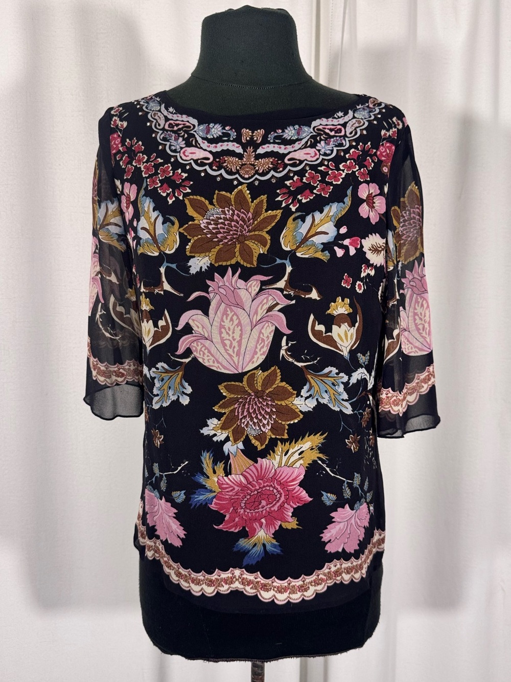 Vintage InspiredSilk Baroque Floral Blouse